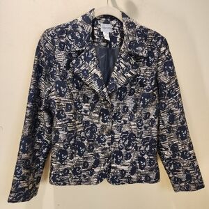 CHICO'S women's Texture Navy Floral Blazer size 0